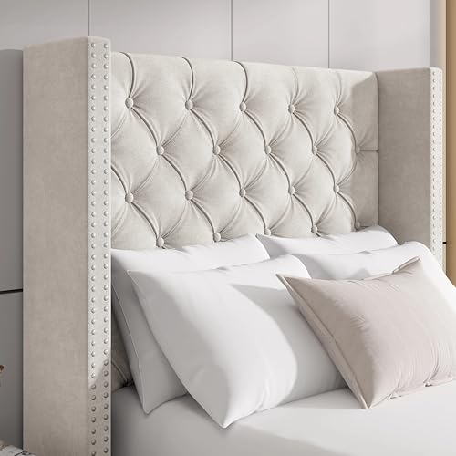 Blisswood Ottoman Bed Frame, 3ft Single Bed Frames, Upholstered Ottoman Bed Frame, Wooden Slats Stylish And Space Saving Velvet Fabric Storage Bed (3ft Beige, No Mattress)