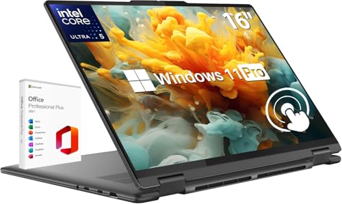 Image of Lenovo Yoga 7i 2-in-1 Laptop, with Office 2024 Lifetime License, 16 inch 2K Touchscreen, Intel Ultra 5 125U (UP to 4.30 GHz), 16 GB RAM, 2 TB SSD, Backlit KB, Fingerprint, Windows 11 Pro