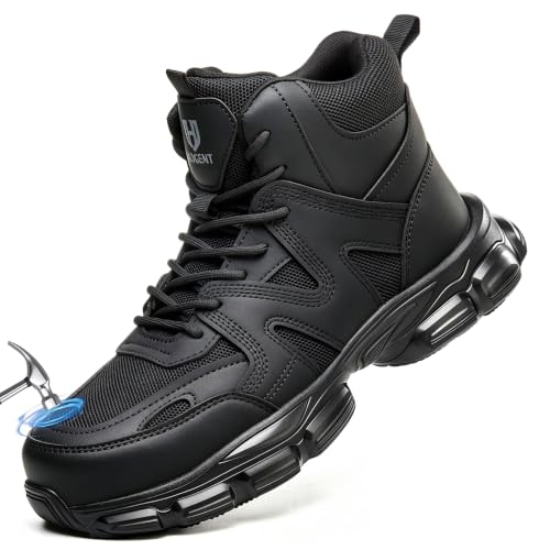 Image of Hogent Steel Toe Shoes for Women Men Wide Non Slip Composite Work Sneakers Indestructible Comfortable Safety Tennis Shoes Lightweight Breathable Construction Sneakers Puncture Proof Ergonomic Design