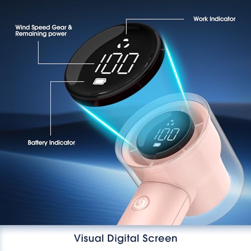 Image of 1-100 Speed Portable Handheld Turbo Fan, 【15000RPM】Ultra High-speed,Personal Hand Held Travel Fans,5000mAh Battery Rechargeable Mini Fans,Digital Display,Small Pocket Fan for Summer Essential Gift