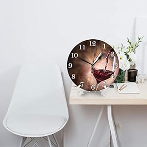 Wine themed wall clock battery operated silent round clock wall decor for home office school 98 inch  urban country home decor