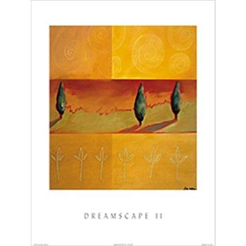 Dreamscape II by Liz Rider 19.75x23.5 Art Print Poster Abstract Painting Colorful Shapes Green Orange Spirals Trees
