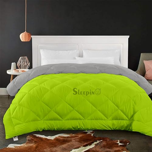 Image of 600 GSM Heavy Winter King Size Comforter | Microfiber, Breathable, Reversible,Soft, Lightweight & Machine Washable Comforter for King Size 92x106 Inch - GreenSilver