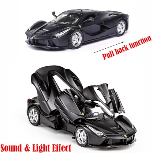 Image of 1:32 LaFerrari Toy Car, Metal Pull Back Diecast Model Car with Openable Doors, Sound & Light, Gifts for Kids (Black)