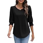 XIEERDUO Blouses for Women Dressy Casual 3/4 Length Sleeve Womens Tops with Smocked Cuffs - Image 4