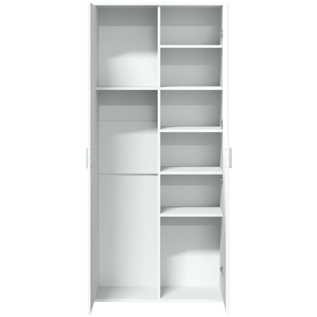 IKAYAA Armario Multiusos de Limpieza y Almacenamiento con 2 Puertas, Madera de Ingeniería, 80x35x180 cm Blanco