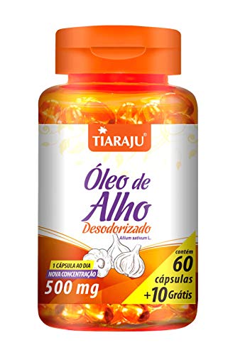 ÓLEO DE ALHO DESODORIZADO 500 MG, TIARAJU, 60 CÁPSULAS + 10 de Grátis