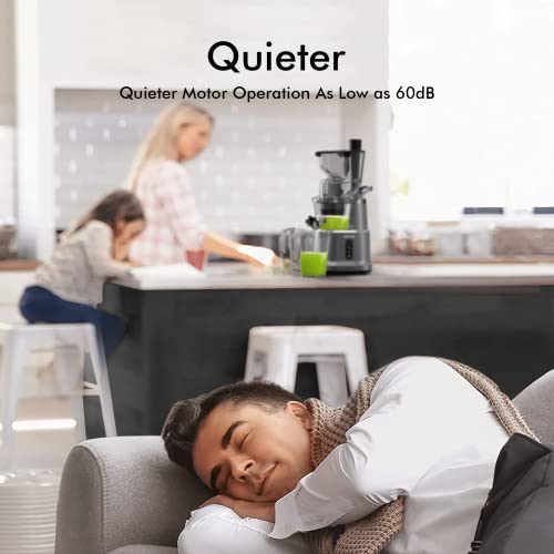 Masticating Juicer Machine, Sifene Whole Juicer, Vertical Cold Press Juicer, Juice Maker Extractor With 3.2" Big Mouth For Whole Fruits And Vegetables, Easy To Clean, Gray #TOP6