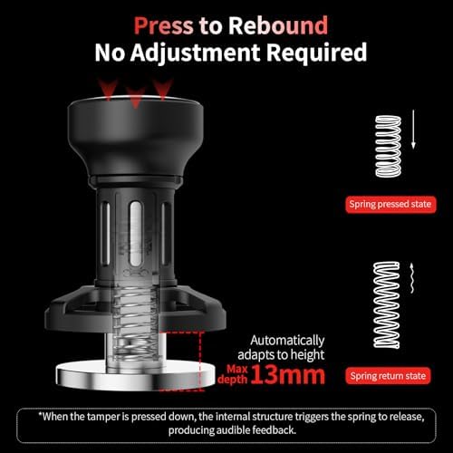 MHW-3BOMBER Espresso Tamper, 54mm-Spring-Loaded Coffee Tamper with Sound Feedback, Barista 54mm Tamper for Breville, Tamper for Espresso Machine,Thread Base YU Series, T6147-OS - Thumbnail 3