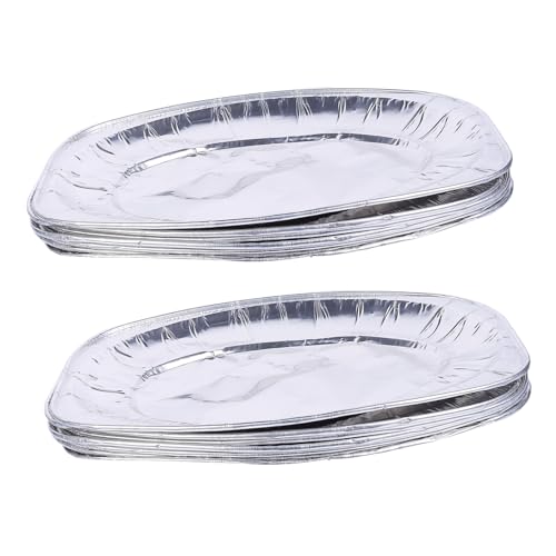 ZUNOXAZ 10 Pezzi Teglie Usa e Getta in Alluminio Spesse Resistente Temperature per Forno e Barbecue Vassoi Ovali Antisgocciolamento per Feste Picnic e Conservazione Alimenti