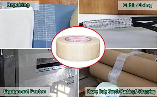Image of ISAN Cross Filament Strapping Tape, 144mm(6 inch Approx) X 25Mtr (1 Pc) | Strong Transparent Fiberglass Reinforced Tape, PilferProof for Crack Repair, Cricket Bat, Heavyduty Sealing, Binding, Packing