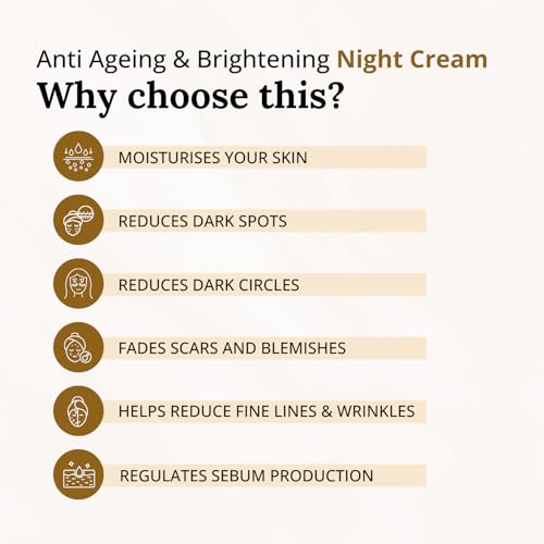 Image of Nature's Kinn - Midnight Miracle Night Cream 50gm | Boosts Collagen for Anti-Ageing | Kumkumadi Oil, Hyaluronic Acid, Niacinamide & Vitamin C | Deep Nourishment for Glowing, Youthful, Hydrated Skin