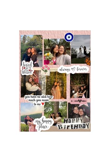 Image of Customized Collage Photo Frame for Wall | Upload 14 Photos | Personalized Photo frame Gift for Birthdays, Anniversaries, Weddings, Couples | (A4 Size) (Birthday)