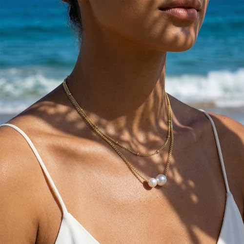 14k Gold Plated Layered Cubic Zirconia Pendant Necklace for Women(Golden3) by Myofeng - Used condition - Image 2