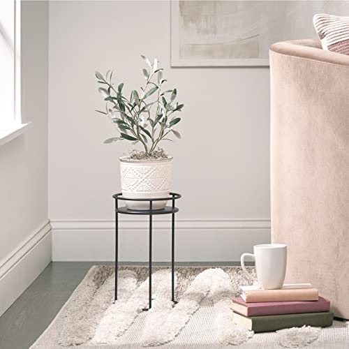 Mdesign Metal Steel 12-Inch Tall Circular Plant Stand, Planter Holder Contemporary Design Round Tray For Table, Garden; Holds Indoor/Outdoor Plants, Flower Pot - Concerto Collection - Bronze #TOP1