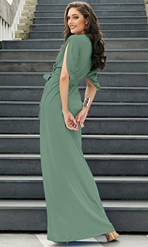 Image of KOH KOH Womens Long Pleated Flowy Modest Evening Wedding Guest Maxi Dress