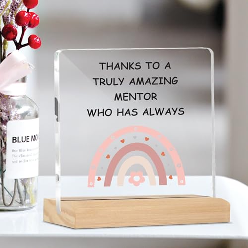 Image of Giftplease Mentor Plaque with Wooden Stand Personalized Gift for Mentor, Coach, Teacher, Appreciation Keepsake, Clear Desk Decor, Inspirational Thank You Gift, Office Table Display MP 68