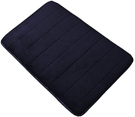 Non Slip Coral Velvet Soft Memory Foam Machine Washable Bath Shower Rug Mat,Stripe，Rectangular, (16 x 24 Inch, Black)