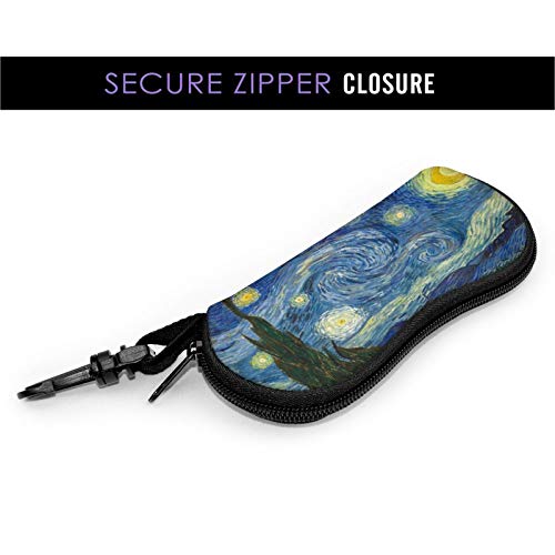 Starry Night Glasses Soft Case With Carabiner, Ultra Light Portable Sunglasses Eyeglasses Case Neoprene Zipper For Women And Men #TOP3