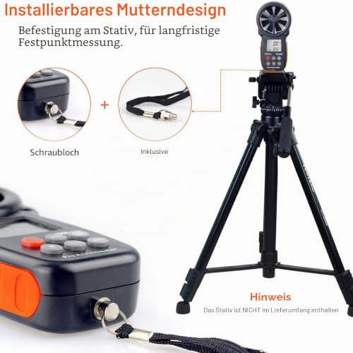Foto von Digitaler Windmesser Windmessgerät, Kethvoz Hand Anemometer Sensor mit Windchill-Indikator Messen Wind Speed Windtemperatur ℃/℉, Windgeschwindigkeits messer für Lüftungsanlage/Boot Segeln/Klettern