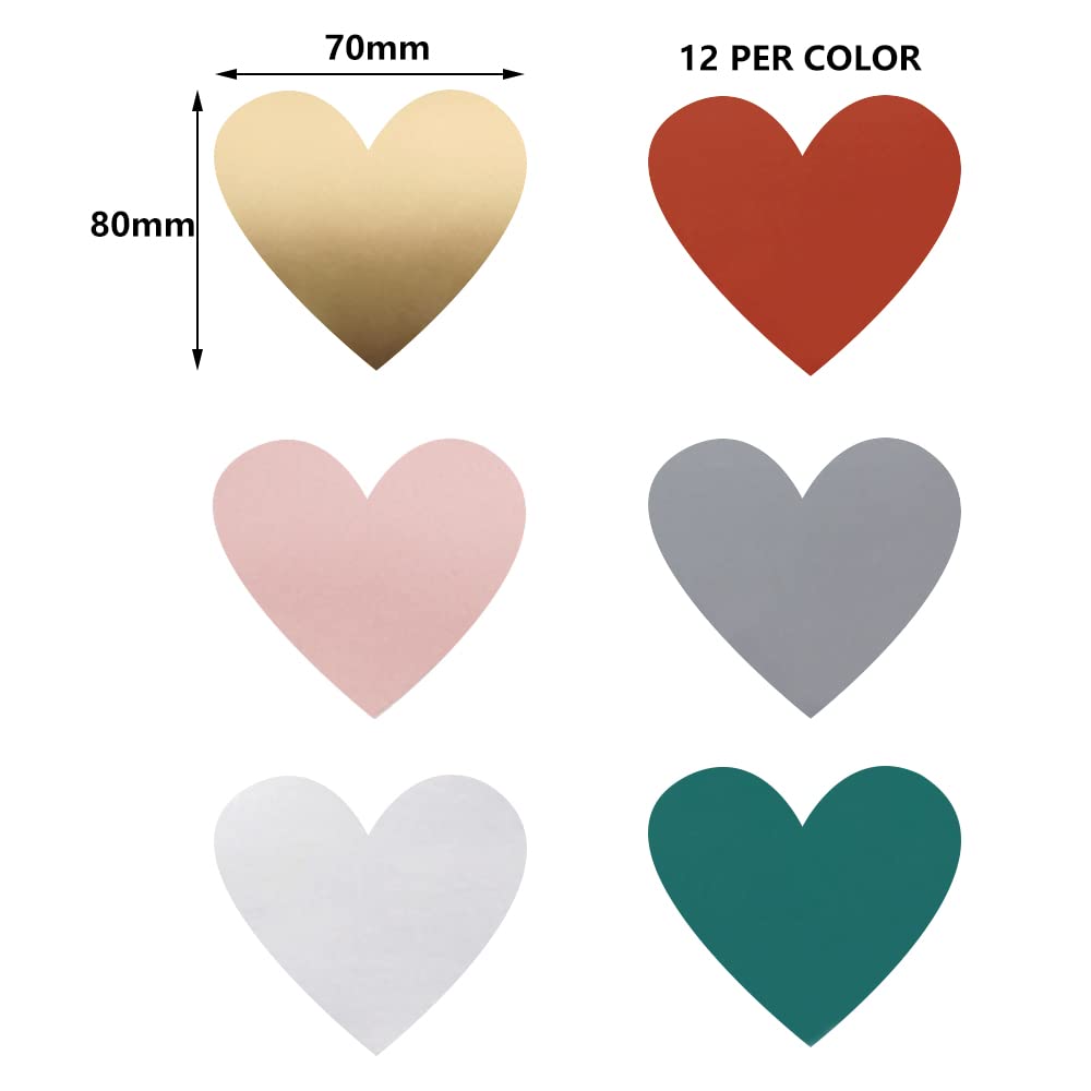 72 Adesivi Gratta E Vinci A Forma Di Cuore - Per Matrimoni, Regali, Fai Da Te, Colori Assortiti - Foto 7