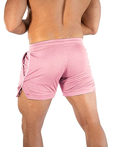 Everworth Men's Athletic Shorts Gym Workout Short Shorts Casual Shorts Running Bodybuilding 5 Inch Inseam Shorts Pink Us L #TOP2