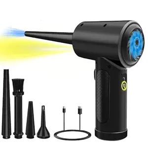 UBOTIE Electric Compressed Duster, Cordeless Blower Portable Rechargeable 51000PRM 68W Reflator Replacement of Canned Air Duster for Cleaning Colorful Computer Keyboards, Sawdust, Pet House