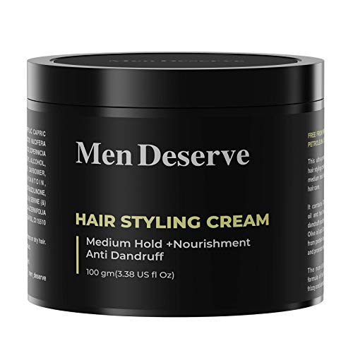 Men Deserve - Hair Styling Cream (100g) | Provides Medium Hold & Nourishment | Paraben & Sulphate Free | Non-Greasy Hair Cream With Olive Oil, Coconut Oil, & Keratin | Hair Cream for Dry & Frizzy Hair
