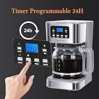 Taylor Swoden 950W Kaffeemaschine mit Timer,1.5L Filterkaffeemaschine 12 Tassen, Abschaltautomatik, Tropf-Stopp, Wiederverwendbarem Filter und Heizplatte, BPA-frei, Grau - Pewter – Ansicht 5