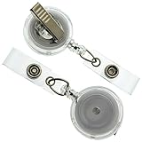 5 Pack - Translucent Clear (White) Retractable ID Badge Reels with Alligator Swivel Clip by Specialist ID