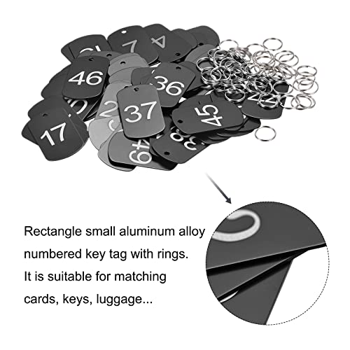 Etiquetas de aluminio numeradas 1-50 con anillo rectangular negro, pack de 50 3