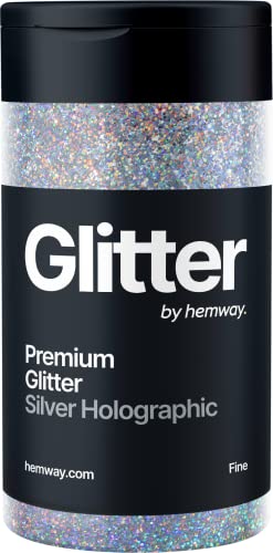 Hemway Argent Holographique Paillettes Fine 130g/4.6oz Poudre Résine Métallique Artisanat Paillettes Paillettes Paillettes Pour Gobelets Epoxy, Cheveux Visage Corps Oeil Nail Art Festival Cover