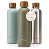 T&N Personalisierte Edelstahl Trinkflasche 1l mit Namen & Laser-Gravur, auslaufsichere Thermosflasche 1 Liter für Kohlensäure, Wasserflasche Geschenk-Idee für Frauen, Mama, Freundin Geburtstag