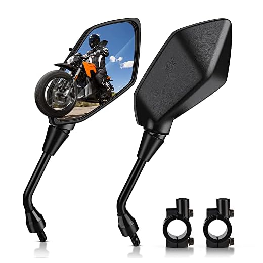 MICTUNING Espejo Retrovisor Lateral de Motocicleta Ojo de halcón con Tornillo de 10 mm 7y 8 pulgadas Ajustables Abrazadera para Manillar