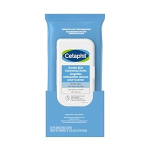 Cetaphil Gentle Skin Cleansing Cloths – Face and Body Wipes – Removes Dirt, Oil and Makeup – Non Irritating, For Sensitive Skin – Dermatologist Recommended, 25-Count
