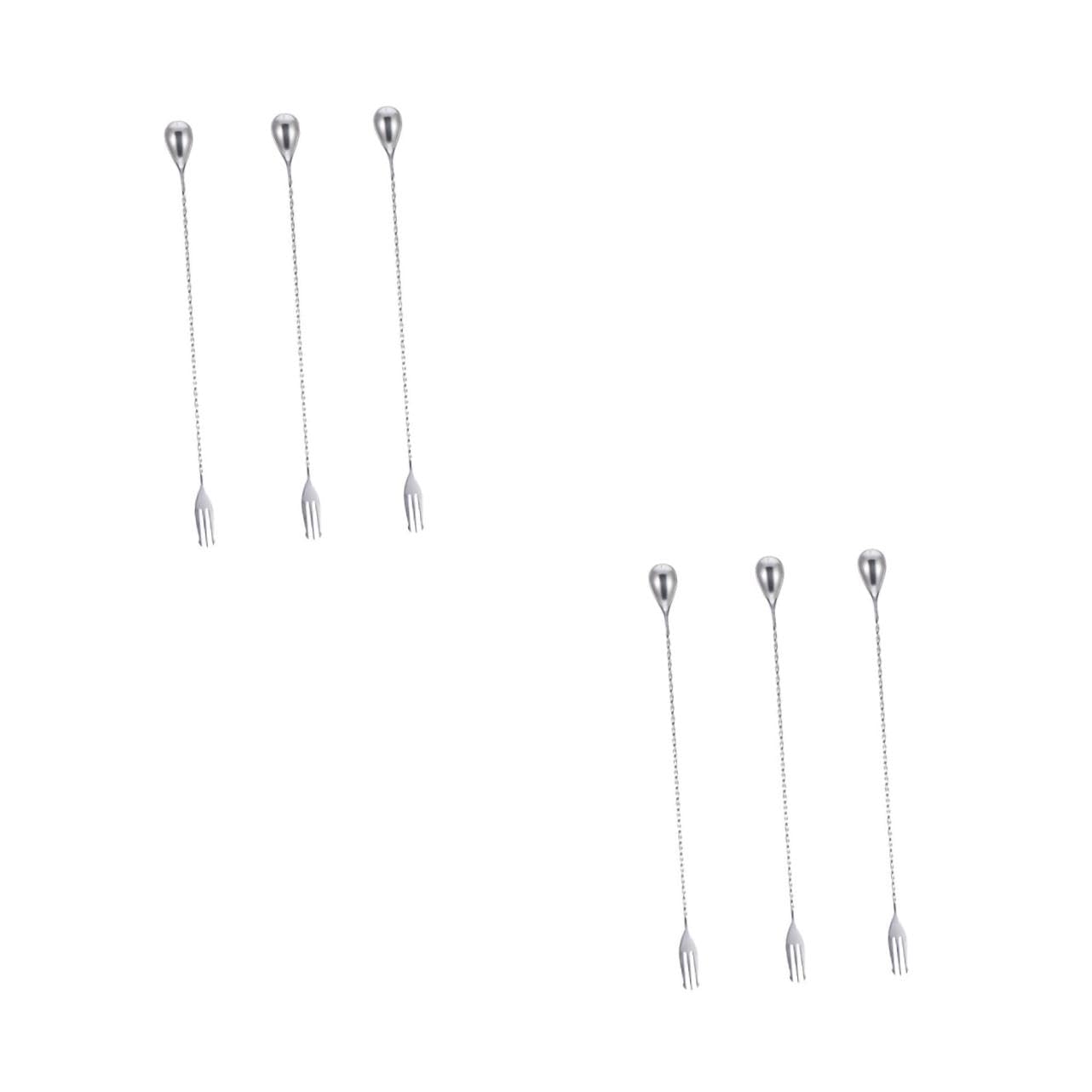 Cuillères à mélanger en inox poli pour bar et cocktails élégants - Lot de 6