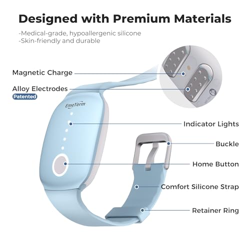 Image of EmeTerm Fashion Relieve Nausea Electrode Stimulator Morning Sickness Motion Travel Sickness Vomit Relief Rechargeable No Gel Drug Free Wrist Bands Without Side Effects