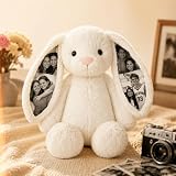 Personalisierter Stoffhase mit 4 Fotos, Kuscheltier Hase mit...