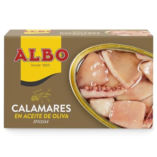 ALBO - Calamares Trozos en aceite de oliva, litografiado, f. a. OL-120