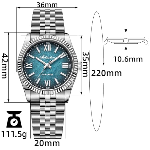 Image of ADDIESDIVE 10.6 MM Luxury Watches for Men Women Roman Numerals Synthetic Sapphire VH Sweep Second Fluted Bezel Casual Wear Unisex Watch