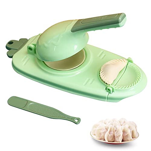 2 In 1 Dumpling Maker, 2023 New Manual Dough Presser Dumpling Wrappers Press Wrapper, Dough Presser Dumpling Skin Maker with Dough Pressing Making Tools Baking Pastry Manual Artifact (Grün) Cover