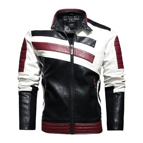 Manteaux en faux cuir rouge veste streetwear homme coupe-vent de course hiver