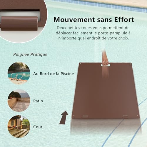 Support de parasol métallique robuste brun base carrée 22,5kg - 7