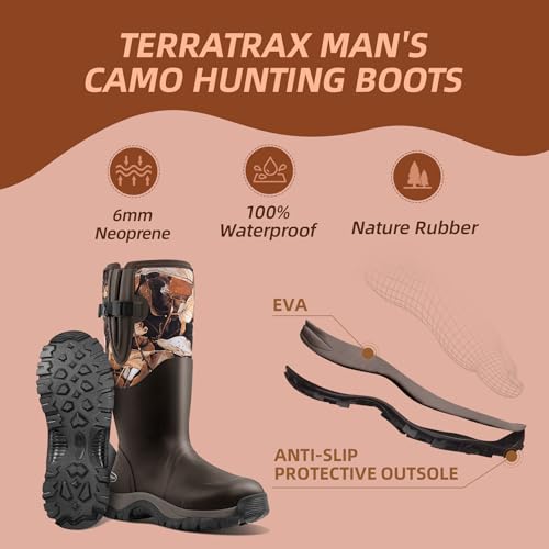 Image of Men's Waterproof Rubber Boots - 6mm Neoprene, 15 inch Shaft, Dual-Sole Anti-Fatigue Rain & Mud Boots for Farm & Wet Work, Fishing, Irrigation - Lightweight Soft Toe