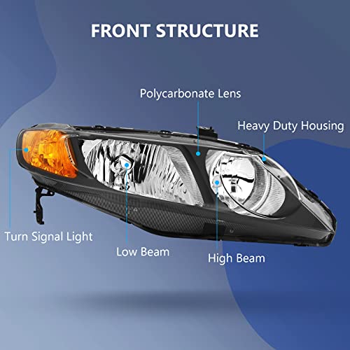 Eccpp Headlight Assembly For Honda Civic Sedan 2006-2011 Driver And Passenger Side Headlamps #TOP1