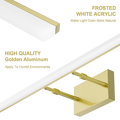 Image of Aipsun Brushed Brass Vanity Light Fixtures 40inch Modern LED Bathroom Fixtures Gold Vanity Lighing for Bathroom Wall Light Fixtures 5500K