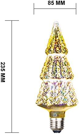 1 Pack LED Vintage Edison Bulb, 3W, Fireworks Filament Bulb 3D Colorful Lamp, 300 Lumen, 2700K (Warm White), Decorative Light, Medium Base E26, 110-120v (Christmas Tree)