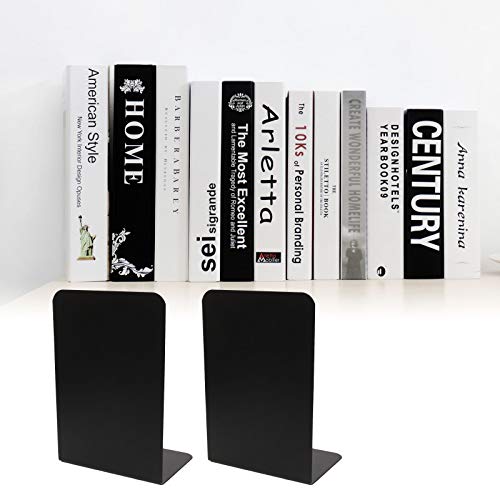 Zoeyes 6 Pcs Black Metal Bookends 8.0X3.9X5.3 Inch, Heavy Duty Book Ends For Shelves, Nonskid Book Holders And Book Stopper For Books Notebooks Files Magazines Dvds - Great For Office, Home, School #TOP4