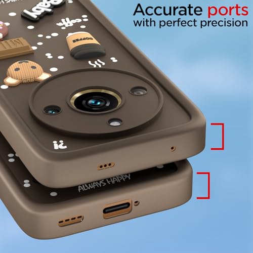 Image of Pikkme Back Cover for Realme 11 Pro / 11 Pro Plus 5G / Narzo 60 Pro 5G | Cute Fun Cartoon 3D Bear Silicone Full Body Protection Bumper Cover (Brown)