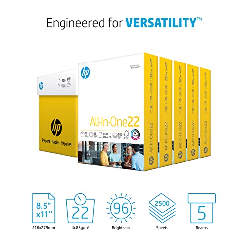 Image of HP Papers | 8.5x 11 Paper | All-In-One 22 lb | 5 Ream Case - 2,500 Sheets | 96 Bright| Made in USA - FSC Certified | 207000C
